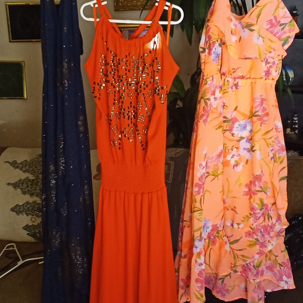 Place Orange and Floral Maxi Dresses